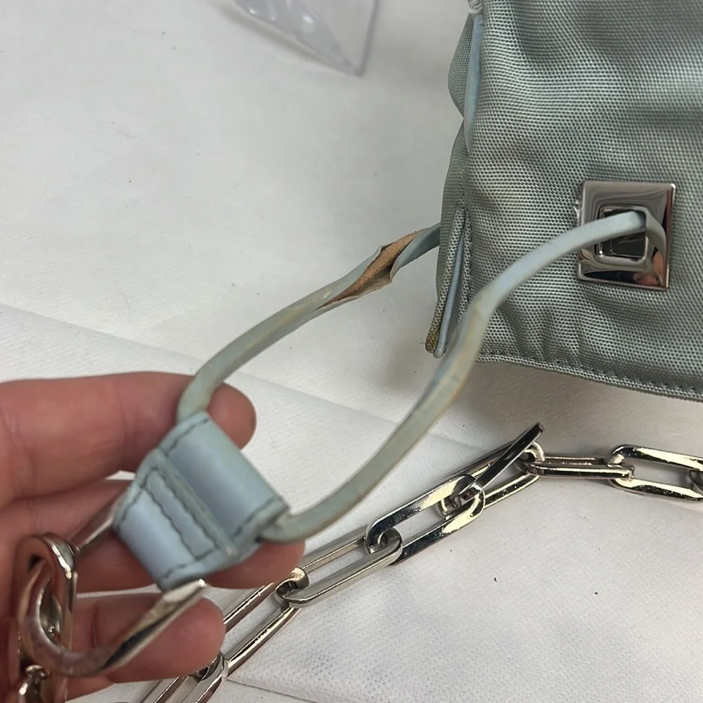 Gucci Ballistic Nylon & Leather Seafoam Drawstring Shoulder Bag